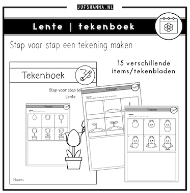 Lesmateriaal Thema lente | Tekenboek: stap voor stap van auteur Juf Shanna