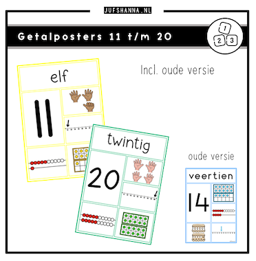Lesmateriaal Rekenen | Getalposters 11 t/m 20 van auteur Juf Shanna