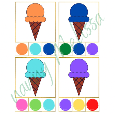 Lesmateriaal Thema zomer - knijpkaarten ijsjes sorteren + bonus van auteur Nanny Melissa slide 2
