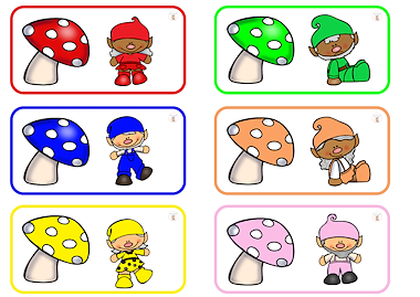 Lesmateriaal Kabouters en paddenstoelen : sorteren naar kleur van auteur Little Play Friends slide 4