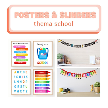 Lesmateriaal Posters en slingers thema school van auteur Logopedie Ideetjes