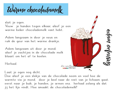 Lesmateriaal "warme chocolademelk" ademhaling van auteur De creatieve peelplaats