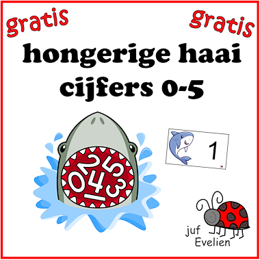 Lesmateriaal hongerige haai cijfers 0-5 van auteur juf Evelien