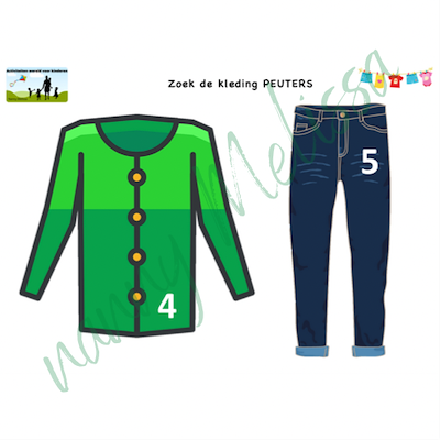 Lesmateriaal Thema kleding - zoek de kleding PEUTERS van auteur Nanny Melissa slide 4