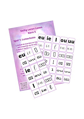 Lesmateriaal VLL - kern 5 - letterlotto/bingo van auteur Peggy Van Rompaey