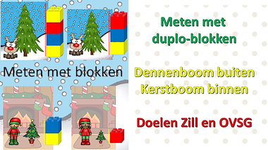 Lesmateriaal kerstmis - meten met duplo-blokken van auteur Little Play Friends