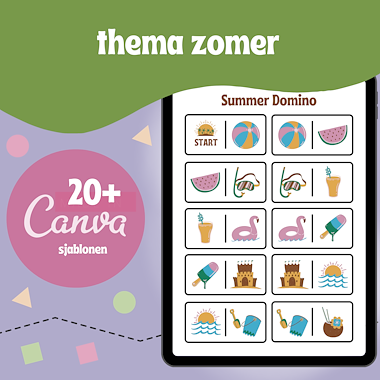 Lesmateriaal thema zomer Canva sjablonen van auteur Kelly Meeus