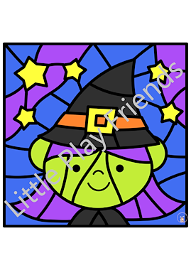 Lesmateriaal Kleuren naar voorbeeld Halloween van auteur Little Play Friends slide 4