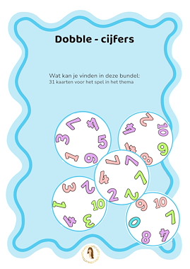 Lesmateriaal Dobble - cijfers (tot 10) van auteur Juf Lise slide 1