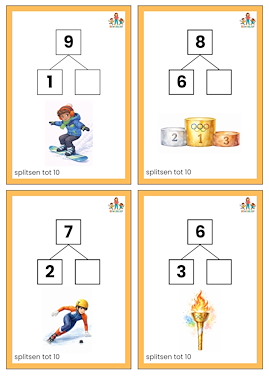 Lesmateriaal Speurtocht splitsen tot 10 bewegend leren Olympische Spelen van auteur de beweegjuf