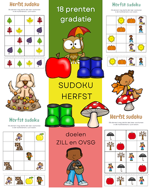 Lesmateriaal sudok's rond de herfst van auteur Little Play Friends