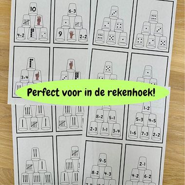 Lesmateriaal Getalbeelden bekers | kleuters spelend leren tellen rekenen van auteur My Teacher Shares slide 4