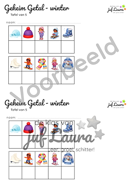 Lesmateriaal Winter - Geheim Getal - Tafel van 5 en 6 van auteur De klas van juf Laura slide 3