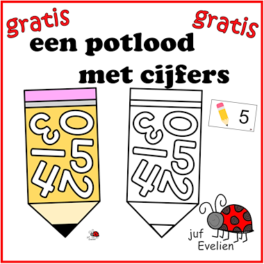 Lesmateriaal een potlood vol cijfers van auteur juf Evelien