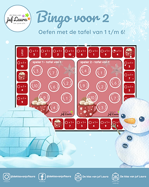 Lesmateriaal Winter - Bingospel voor 2 - Tafel 1 t/m 6 van auteur De klas van juf Laura