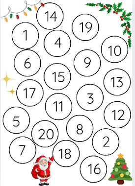 Lesmateriaal Cijferjacht tot 20. Thema Kerst. Getalsymbool herkennen.  van auteur Kleuterjuf Monique slide 1