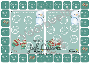 Lesmateriaal Winter - Bingospel voor 2 - Tafel van 7 t/m 12 van auteur De klas van juf Laura slide 3