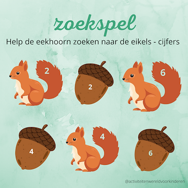 Lesmateriaal Herfst - Help de eekhoorn zoeken (peuters) van auteur Nanny Melissa