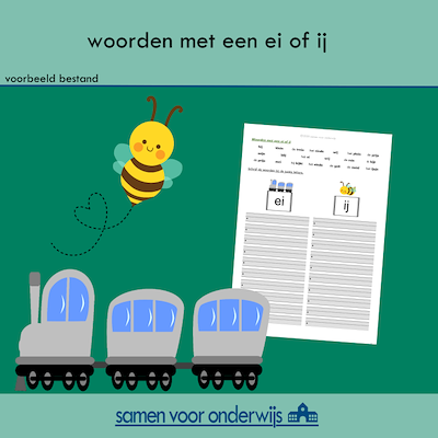 Lesmateriaal ei of ij woorden van auteur samen voor onderwijs