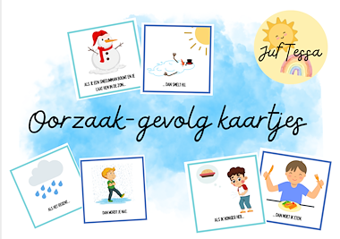 Lesmateriaal Oorzaak-gevolg kaartjes van auteur Juf Tessa slide 1