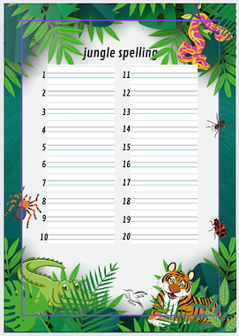 Lesmateriaal propjesdictee thema jungle van auteur Juf Kitty B