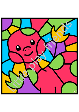 Lesmateriaal Kleuren naar voorbeeld thema dinosaurus van auteur Little Play Friends slide 2