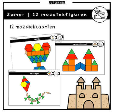 Lesmateriaal Thema zomer | 12 mozaïekfiguren van auteur Juf Shanna