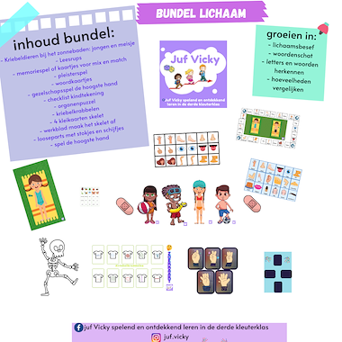 Lesmateriaal Spelletjesbundel thema lichaam van auteur juf Vicky derde kleuterklas