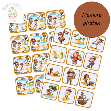 Lesmateriaal Memory piraten van auteur Kleuterjuf_floor