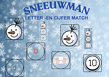 Lesmateriaal Thema winter: Letter -en cijfer match van auteur Juf Katy slide 1