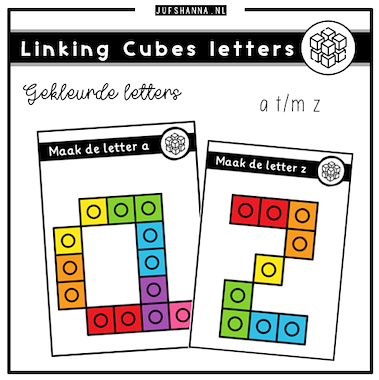 Lesmateriaal Taal | Kaartjes Linking cubes letters van auteur Juf Shanna
