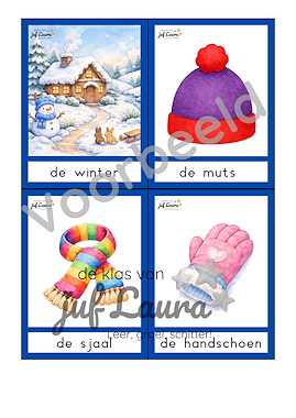 Lesmateriaal Winter - Woordkaarten van auteur De klas van juf Laura slide 2