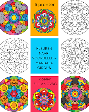 Lesmateriaal Kleuren naar voorbeeld/mandala thema circus van auteur Little Play Friends slide 1