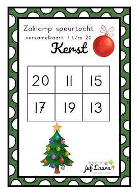 Lesmateriaal Kerst - Zaklampspel - Getalbeelden 11 t/m 20 van auteur De klas van juf Laura slide 3