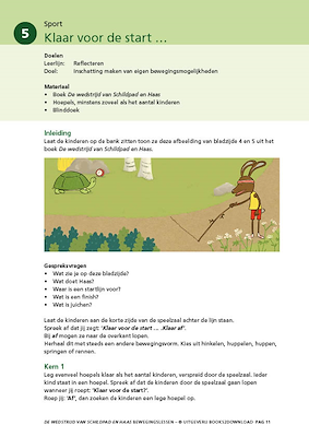 Lesmateriaal De wedstrijd van Schildpad en Haas – Bewegingslessen van auteur Rian Visser slide 3