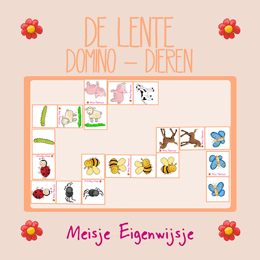Lesmateriaal De lente - Domino - DIEREN van auteur Meisje Eigenwijsje