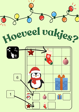 Lesmateriaal Thema Kerst : Hoeveel vakjes? van auteur Juf Katy slide 1