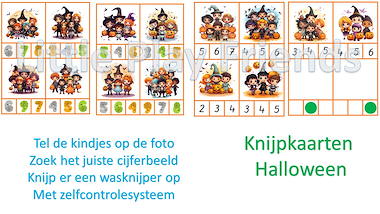 Lesmateriaal Halloween - knijpkaarten: kinderen tellen van auteur Little Play Friends slide 3