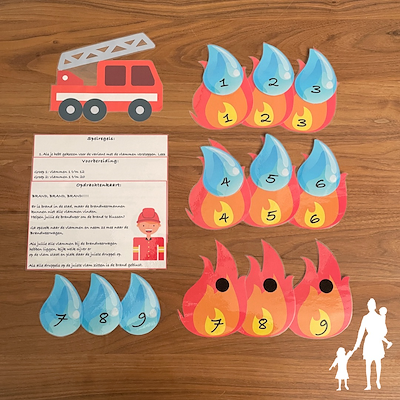 Lesmateriaal Thema brandweer - Zoek de brand PEUTERS van auteur Nanny Melissa