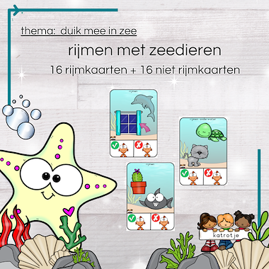 Lesmateriaal rijmen met zeedieren van auteur katrotje