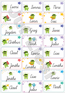 Lesmateriaal Classdojo etiketten voor schriften van auteur De monsterklas van Juf Liesl