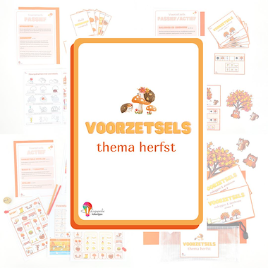 Lesmateriaal Voorzetsels thema herfst van auteur Logopedie Ideetjes