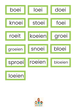 Lesmateriaal propjesdictee aai, ooi, oei van auteur de beweegjuf slide 2