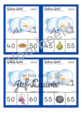 Lesmateriaal Winter - Geheim Getal - Tellen tot 100 in sprongen van 5 van auteur De klas van juf Laura slide 2