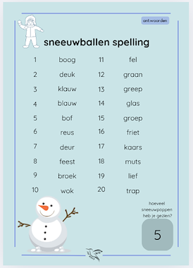 Lesmateriaal sneeuwballen dictee - groep 4 thema 5 taalactief  van auteur Juf Kitty B slide 4