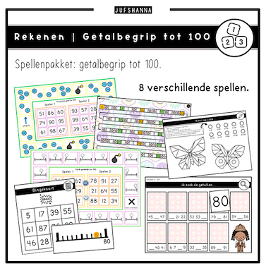 Lesmateriaal Rekenen | Spellenpakket getalbegrip tot 100 van auteur Juf Shanna