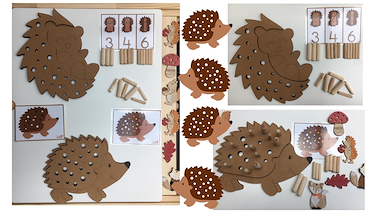 Lesmateriaal tel- en splitsspel: de egel - herfst van auteur Little Play Friends slide 3