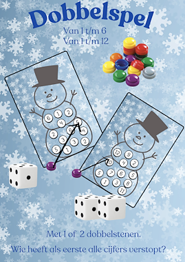 Lesmateriaal Sneeuwman : Dobbelsteenspel van auteur Juf Katy slide 1