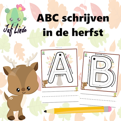 Lesmateriaal ABC schrijfletters in de herfst van auteur juf Linde