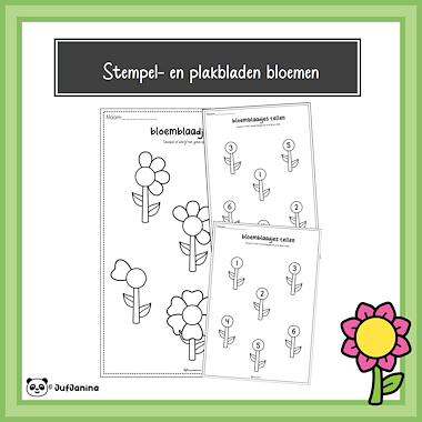 Lesmateriaal stempel- en plakbladen bloemen van auteur Juf Janina slide 2